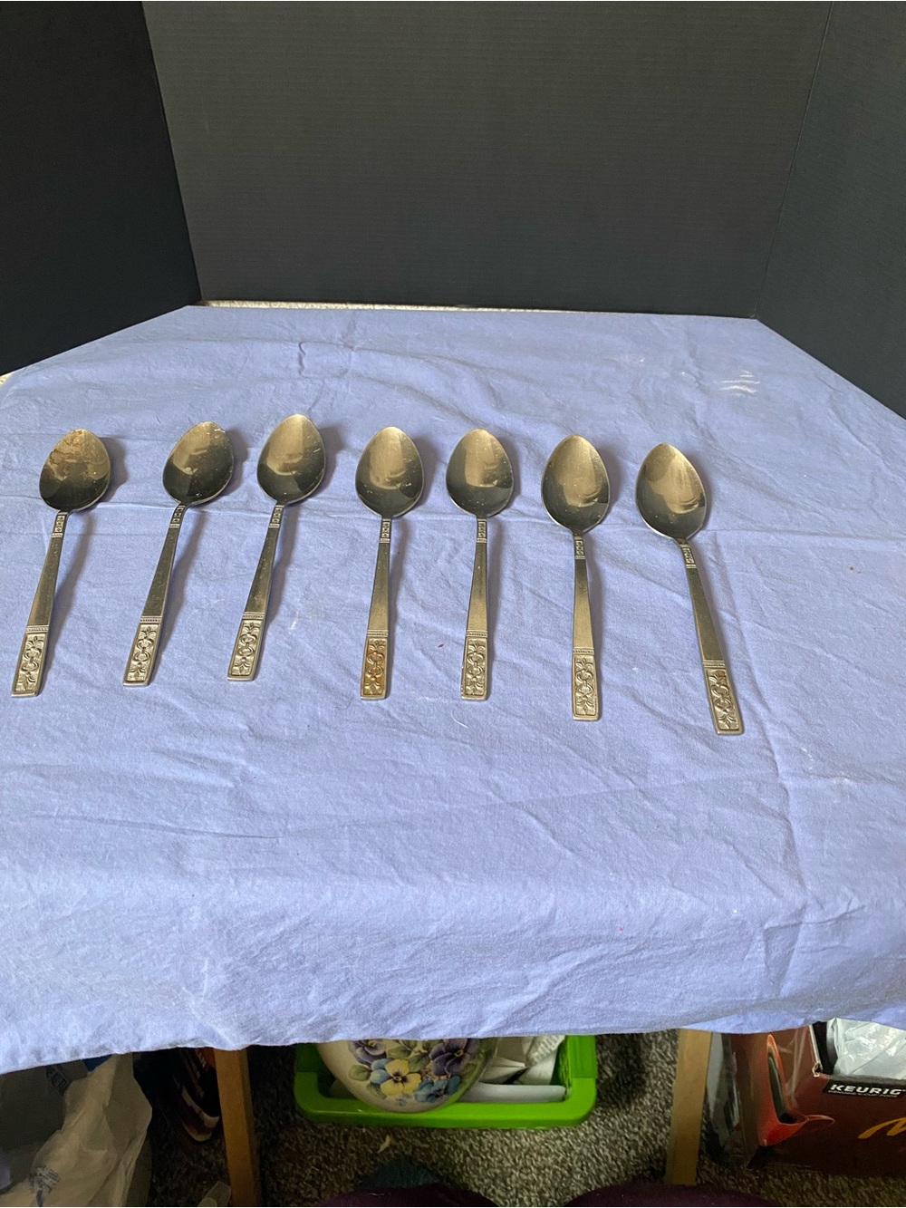 Stainless Steel Decorative Handle Teaspoons - Set of 7